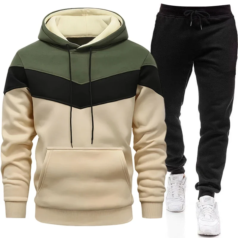 Mens Fashion Urban - Men's Tracksuit Hooded Sweatshirt Black Sweatpants