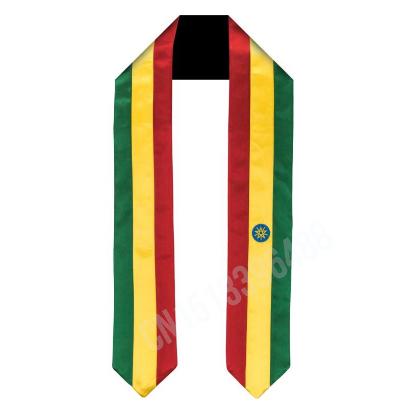 Men Fashion Rave - Ethiopia Flag Scarf Top Print Graduation