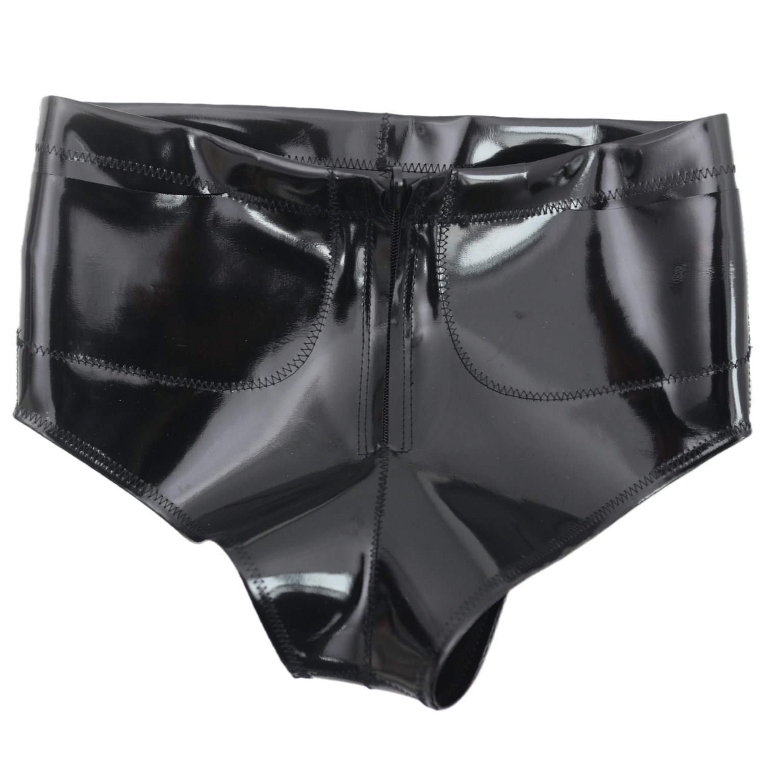 Men Fashion Rave - Women Men Glossy Pocket Shorts Mid-Rise