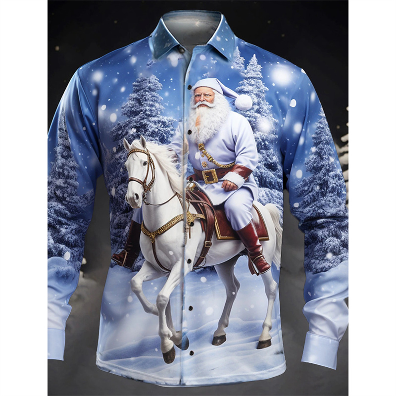 Men'S Fashion Xmas Party - Men Fashion Long Sleeve Button‑Up Shirt