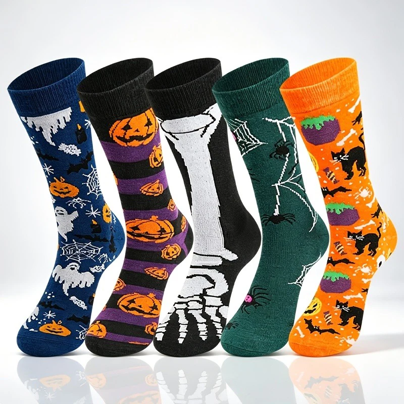 Men Fashion Rave - 5Pairs Halloween Novelty Socks Men Women