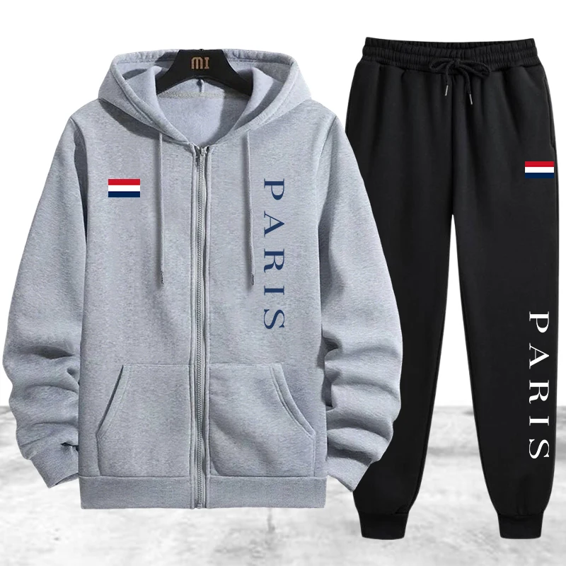 Paris Printing Men's Tracksuit - đánh giá và giá Mens Fashion Zip Up
