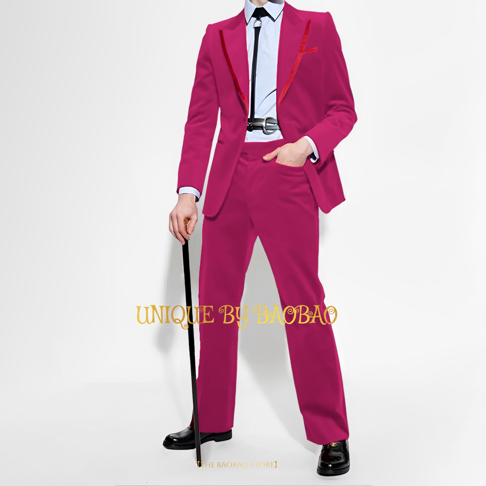 Men's Red Velvet 2 Piece Suit  - đánh giá và giá Men'S Fashion Xmas Party