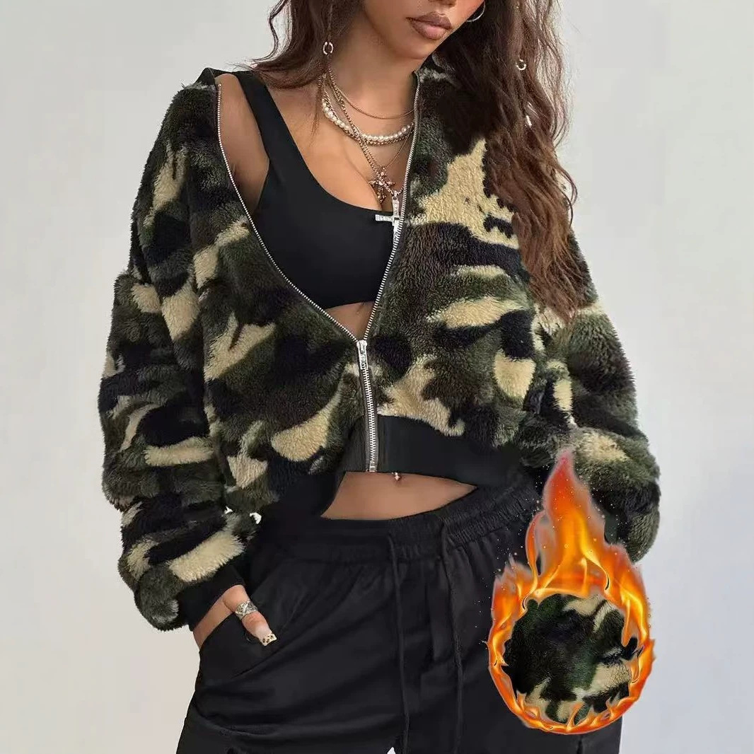 Women's Camo Fleece Cropped Ja - đánh giá và giá Sherpa Jacket Fleece