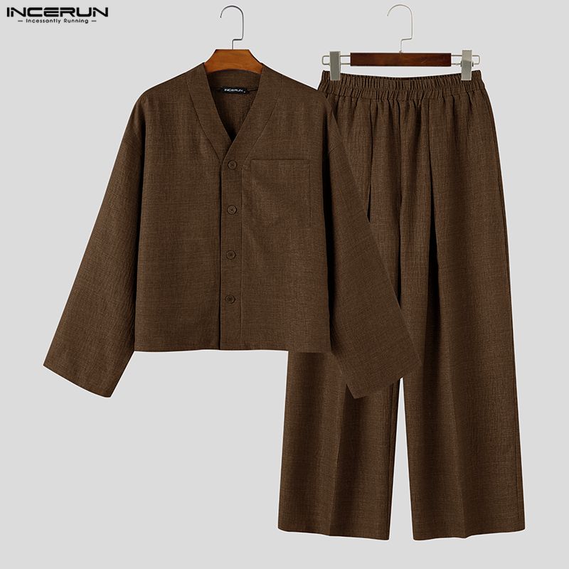 INCERUN Men Sets Solid Color L - đánh giá và giá Track Suit Men