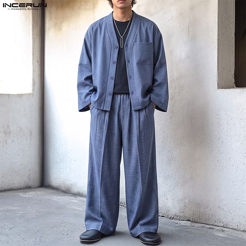 INCERUN Men Sets Solid Color L - đánh giá và giá Track Suit Men