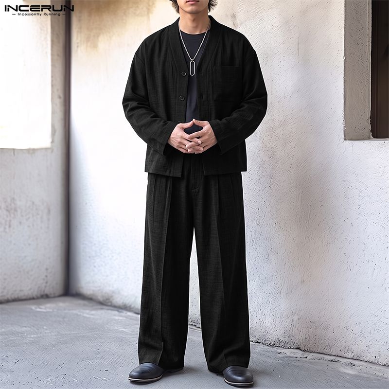 INCERUN Men Sets Solid Color L - đánh giá và giá Track Suit Men