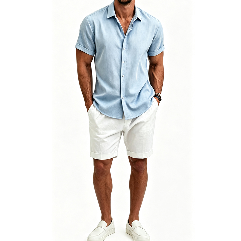 Men's  Cotton Linen Shirt Set  - đánh giá và giá Track Suit Men