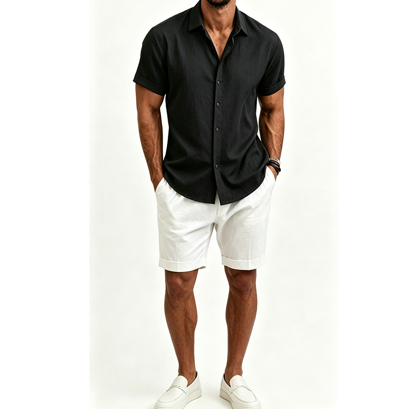 Men's  Cotton Linen Shirt Set  - đánh giá và giá Track Suit Men