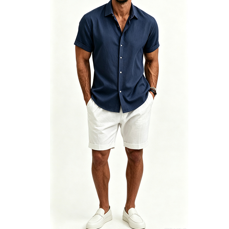 Men's  Cotton Linen Shirt Set  - đánh giá và giá Track Suit Men