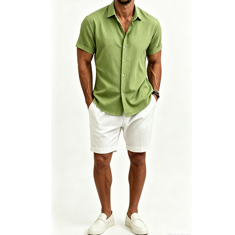 Men's  Cotton Linen Shirt Set  - đánh giá và giá Track Suit Men