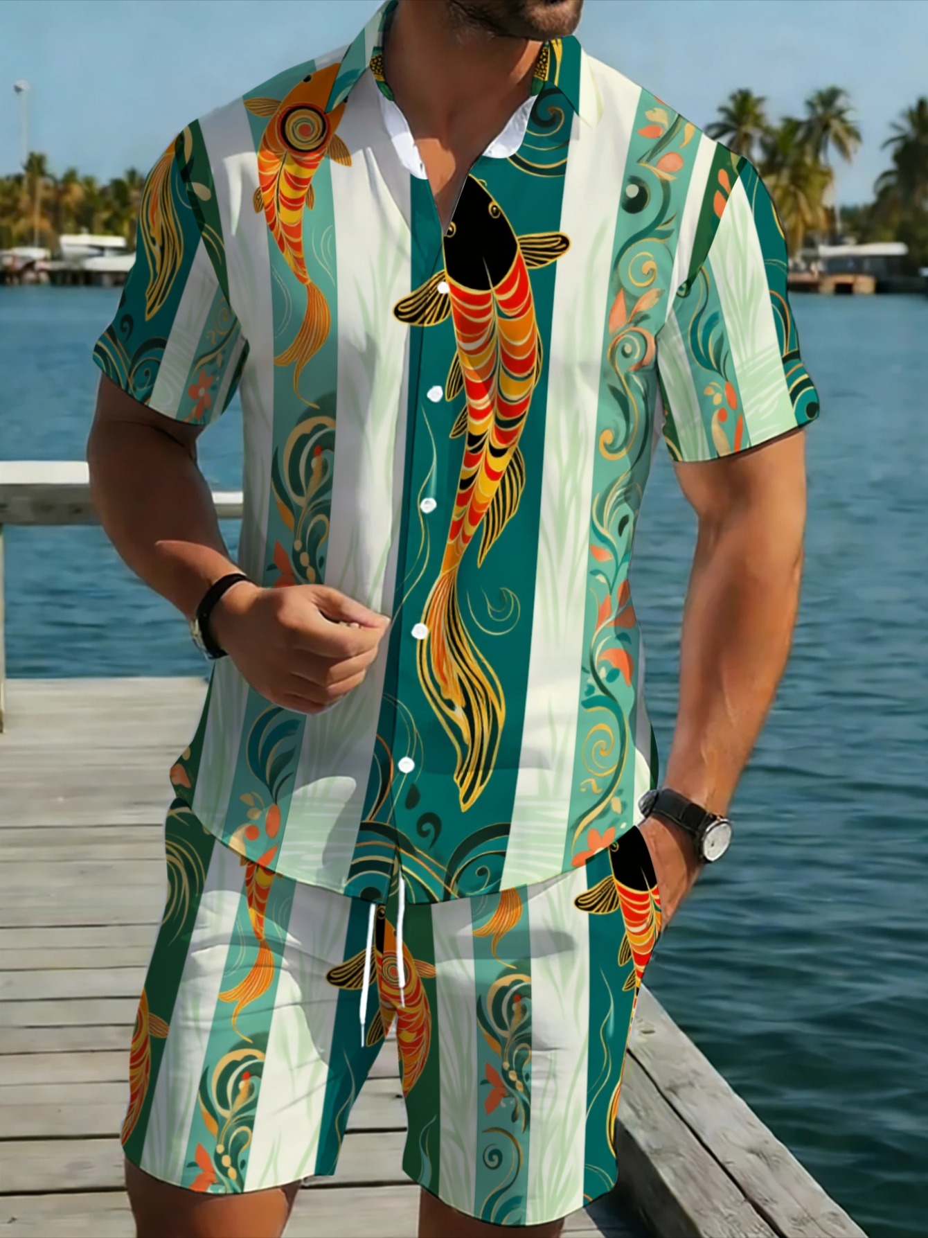 Traditional Lucky Fish Graphic - đánh giá và giá Track Suit Men